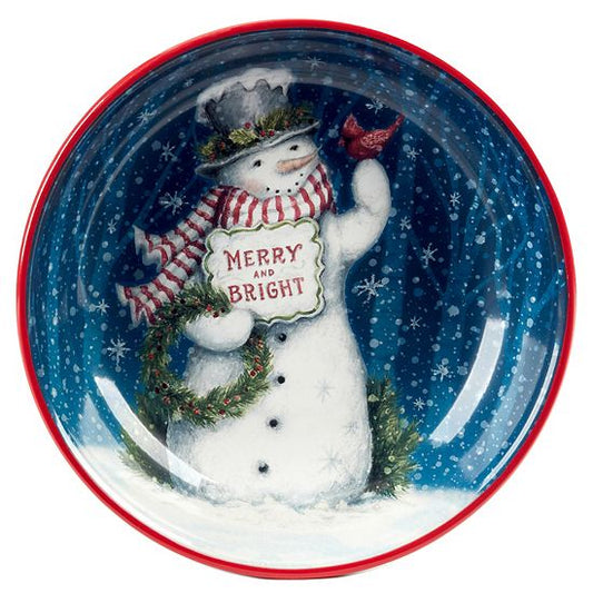  Certified International Snowman Greetings Serving/Pasta Bowl