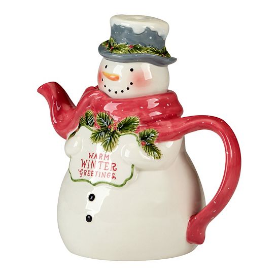  Certified International Snowmans Greeting 3D Teapot