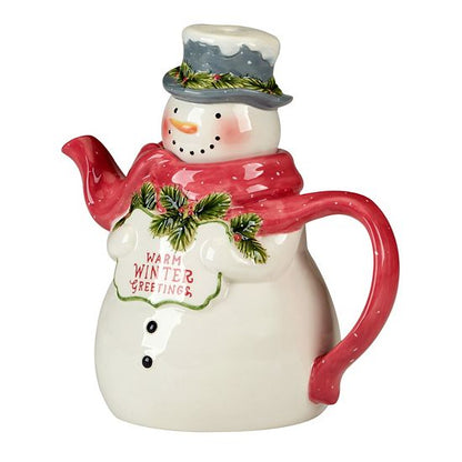  Certified International Snowmans Greeting 3D Teapot