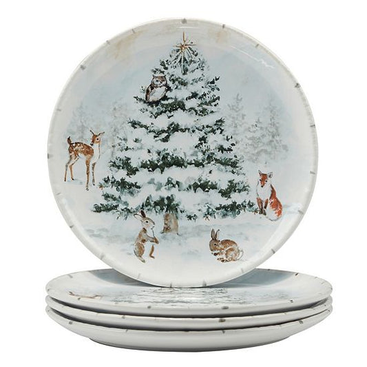  Certified International Winters Frost 4 Dinner Plates Set