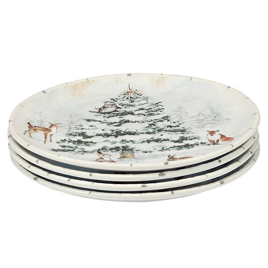  Certified International Winters Frost 4 Dinner Plates Set