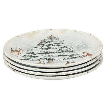  Certified International Winters Frost 4 Dinner Plates Set