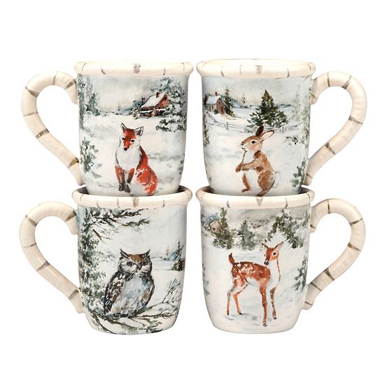  Certified International Winters Frost 4 Mugs Set
