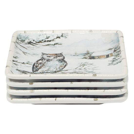  Certified International Winters Frost 4 Canape Plates Set
