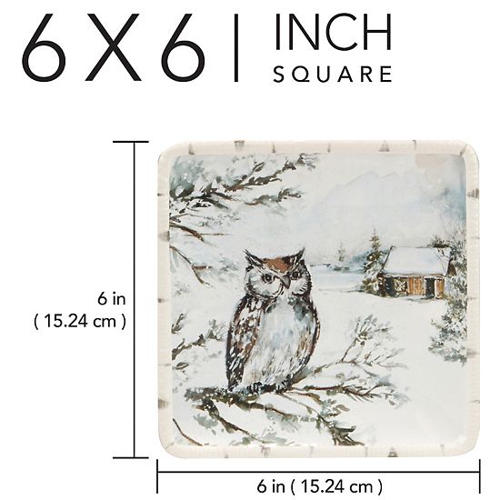  Certified International Winters Frost 4 Canape Plates Set