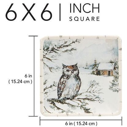  Certified International Winters Frost 4 Canape Plates Set