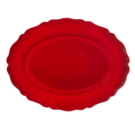  Certified International Red Melamine Crackle 2-pc. Platter Set