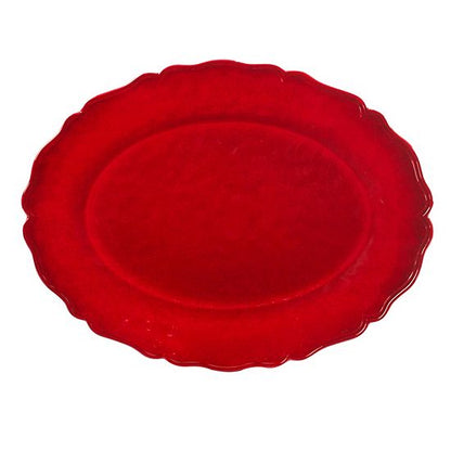  Certified International Red Melamine Crackle 2-pc. Platter Set