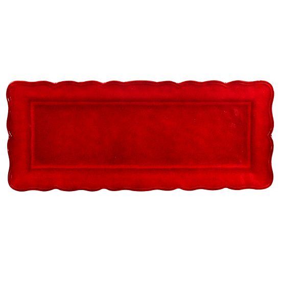  Certified International Red Melamine Crackle 2-pc. Platter Set