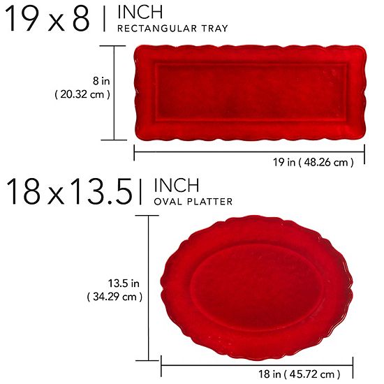  Certified International Red Melamine Crackle 2-pc. Platter Set
