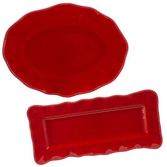  Certified International Perlette Red 2-pc. Platter Set