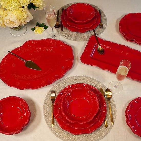  Certified International Perlette Red 2-pc. Platter Set