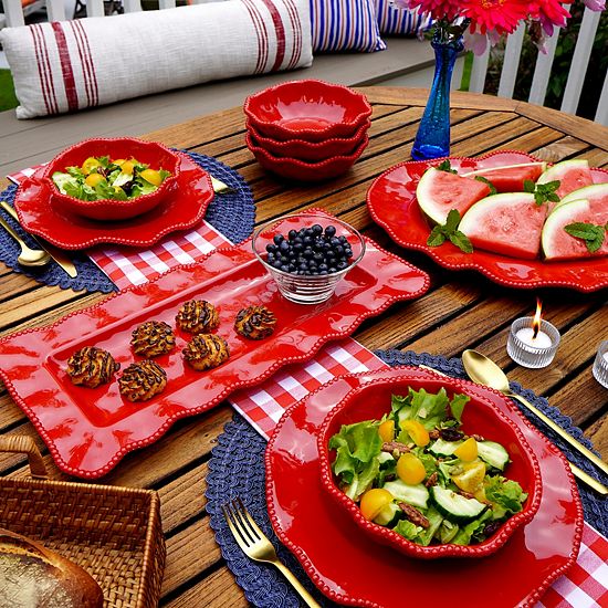  Certified International Perlette Red 2-pc. Platter Set
