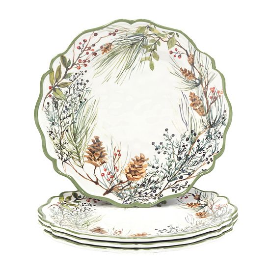  Certified International Winters Forest 4 Dinner Plates Set