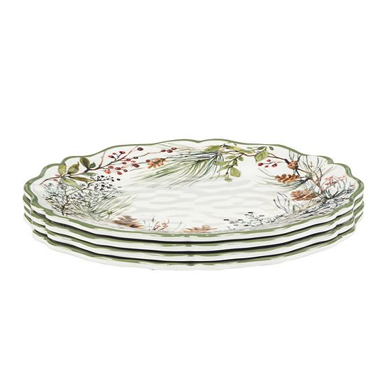  Certified International Winters Forest 4 Dinner Plates Set