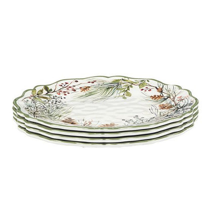  Certified International Winters Forest 4 Dinner Plates Set