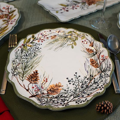  Certified International Winters Forest 4 Dinner Plates Set