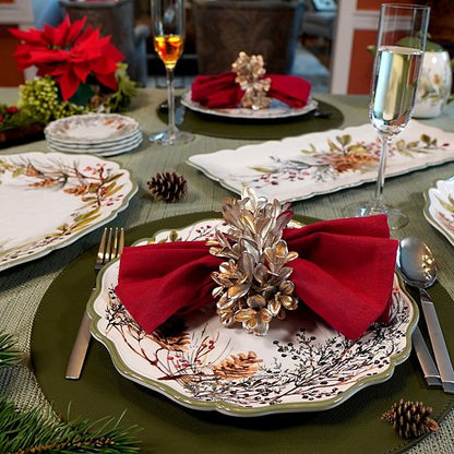  Certified International Winters Forest 4 Dinner Plates Set