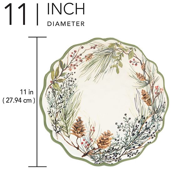  Certified International Winters Forest 4 Dinner Plates Set