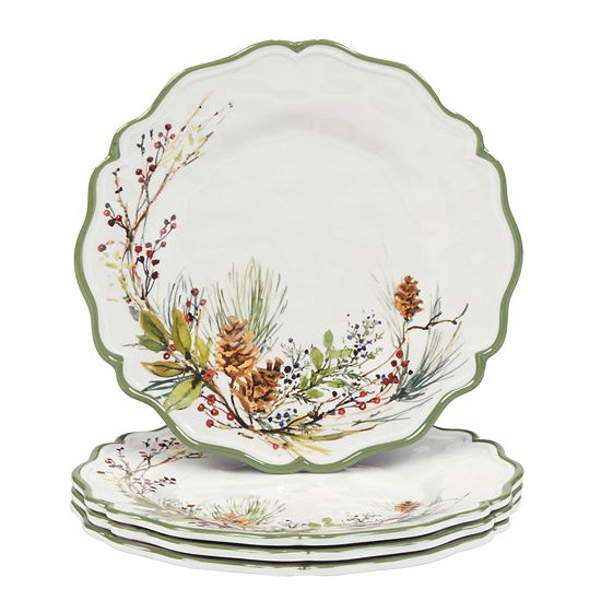  Certified International Winters Forest 4 Salad Plates Set