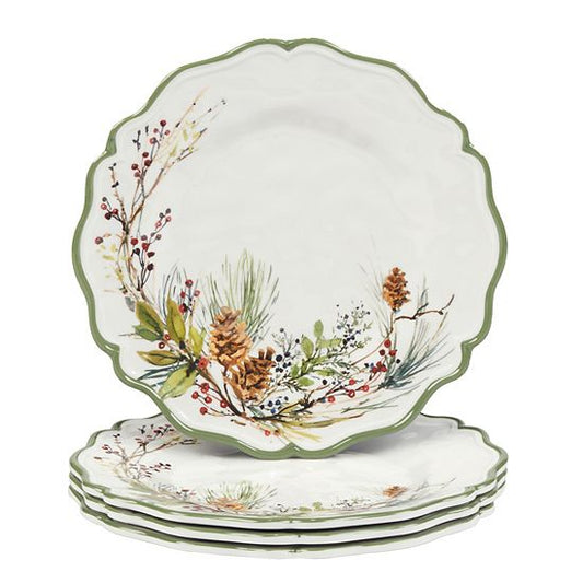  Certified International Winters Forest 4 Salad Plates Set