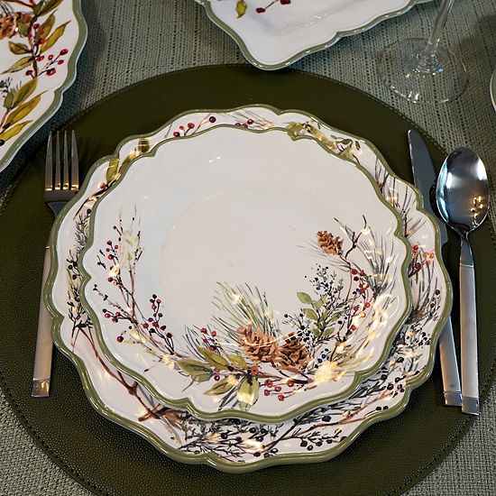  Certified International Winters Forest 4 Salad Plates Set