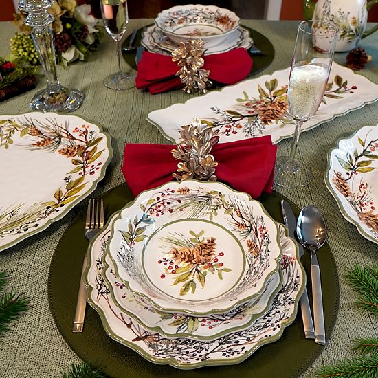  Certified International Winters Forest 4 Salad Plates Set
