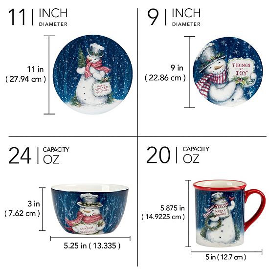  Certified International Snowman Greetings 16-pc. Dinnerware Set