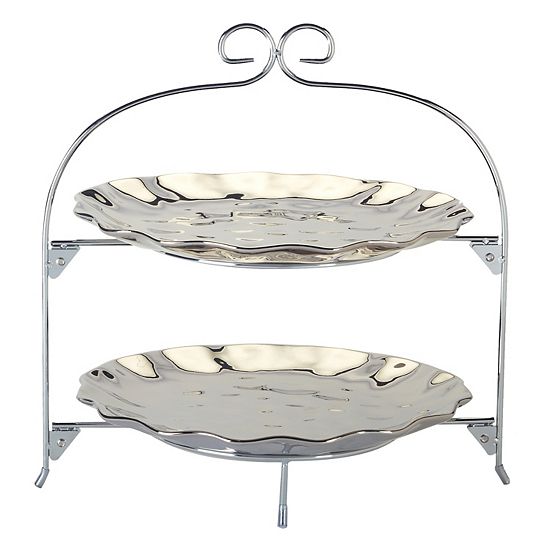  Certified International Silver Coast 2 Tier Rack Plates