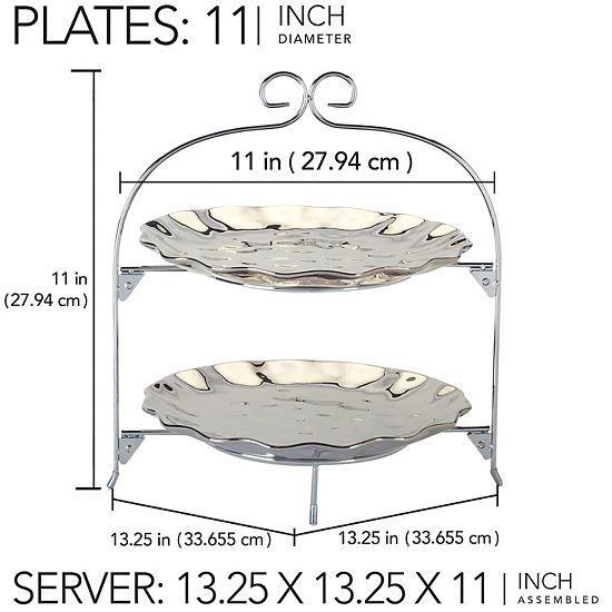  Certified International Silver Coast 2 Tier Rack Plates