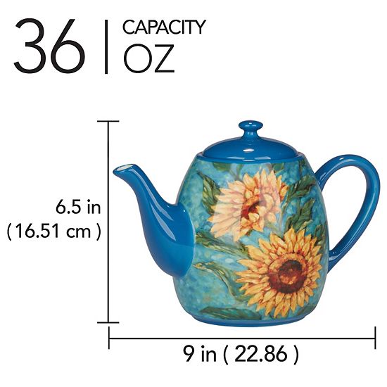  Certified International Golden Sunflowers Teapot