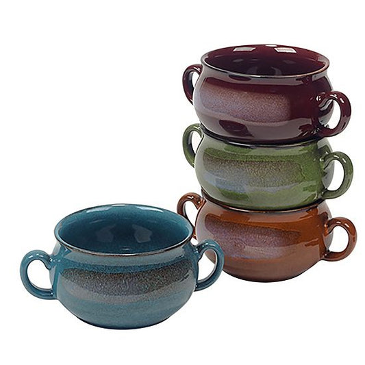  Certified International 4-Piece Stoneware Reactive Glaze Soup Crock Set