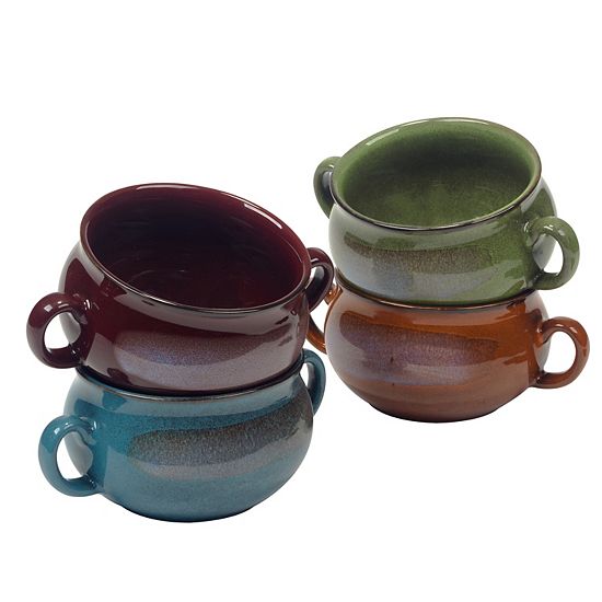  Certified International 4-Piece Stoneware Reactive Glaze Soup Crock Set