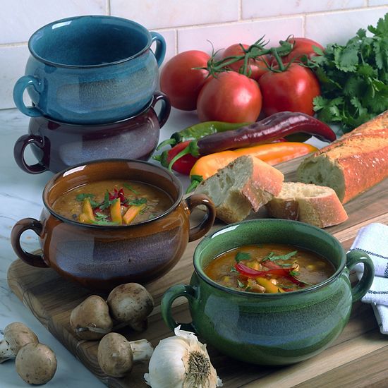  Certified International 4-Piece Stoneware Reactive Glaze Soup Crock Set