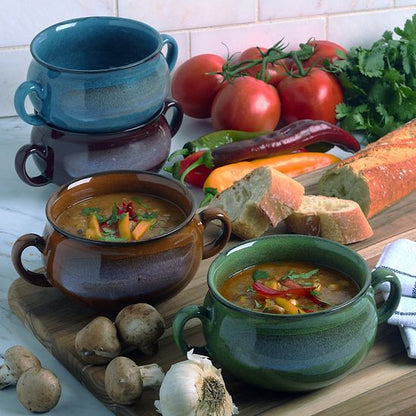  Certified International 4-Piece Stoneware Reactive Glaze Soup Crock Set