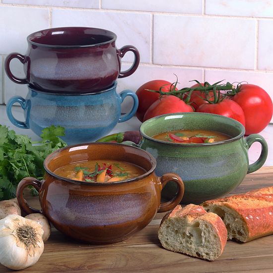  Certified International 4-Piece Stoneware Reactive Glaze Soup Crock Set