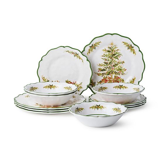  Certified International Holly Tree 12 Pc Mel Dinnerware Set