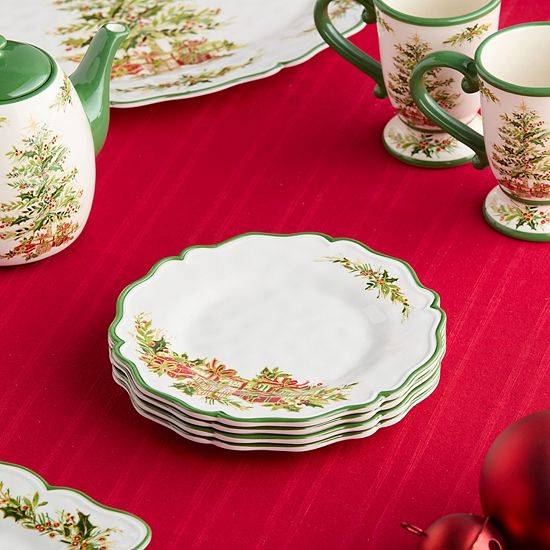  Certified International Holly Tree 4 Pc. Melamine Salad Plate Set