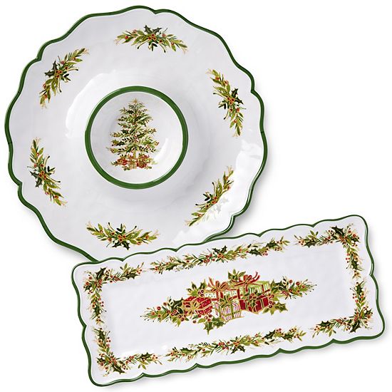  Certified International Holly Tree Melamine 2 Pc. Appetizer Set