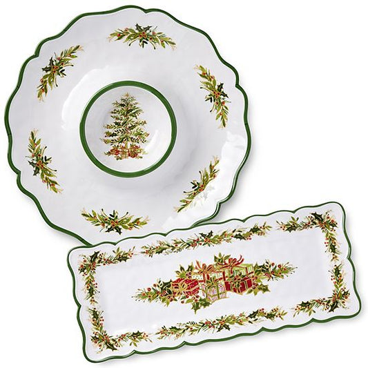  Certified International Holly Tree Melamine 2 Pc. Appetizer Set