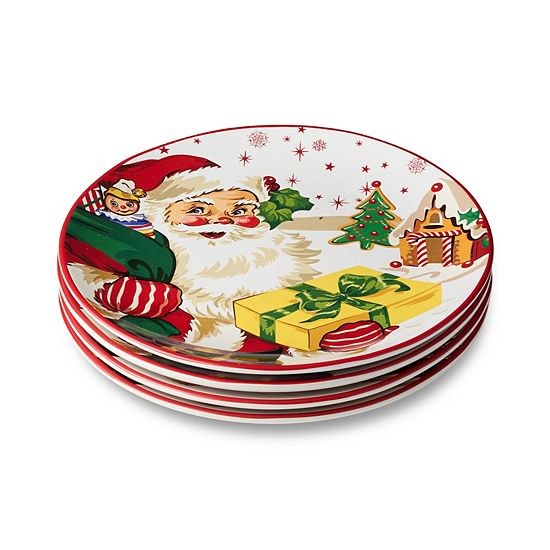  Certified International Santa's Retro Christmas 4-pc. Dinner Plate Set