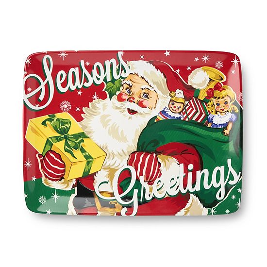  Certified International Retro Christmas Rectangular Platter