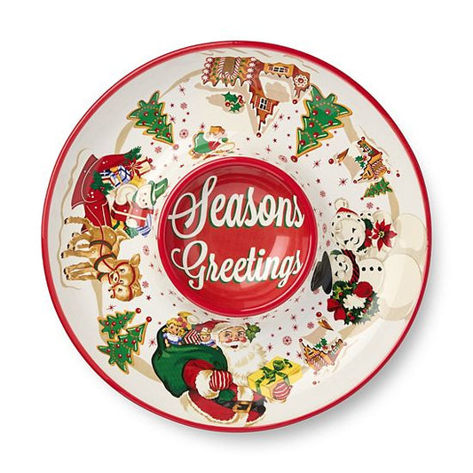  Certified International Retro Christmas Chip & Dip Serving Bowl
