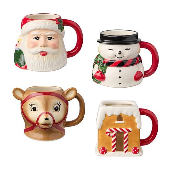  Certified International Santa's Retro Christmas 4 Pc. Mug Set
