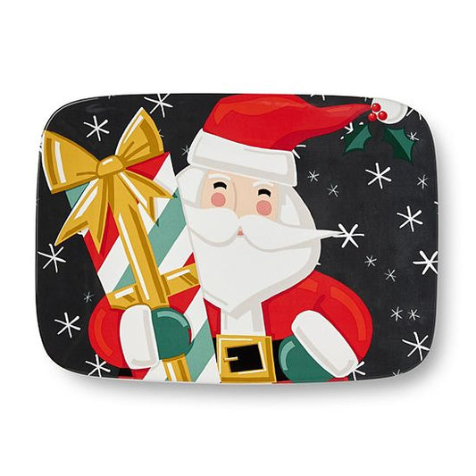  Certified International Christmas Whimsy Santa 14-Inch X 10-Inch Rectangular Platter