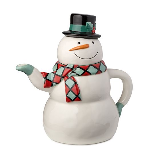  Certified International Christmas Whimsy Snowman 3-D Teapot