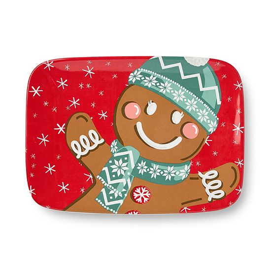 Certified International Christmas Whimsy Gingerbread 14-Inch X 10-Inch Rectangular Platter