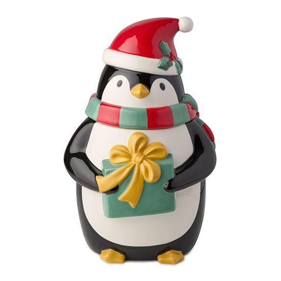  Certified International Christmas Whimsy Penguin 3-D Cookie Jar