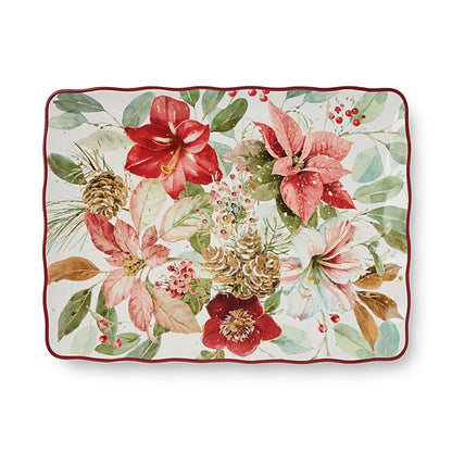  Certified International Winter Blooms Rectangular Serving Platter