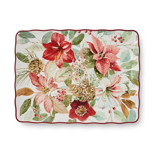  Certified International Winter Blooms Rectangular Serving Platter